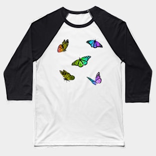 Rainbow Butterflies Sticker Pack Baseball T-Shirt